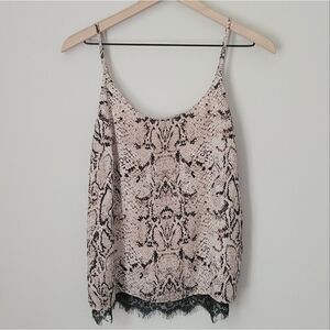 Rachel Zoe Snakeskin Lace Trim Chiffon Cami Tank Size Small